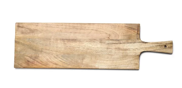 Lege houten plaat geïsoleerd op wit, bovenaanzicht — Stockfoto
