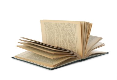 Beyaz arkaplan üzerine eski bir kitap aç