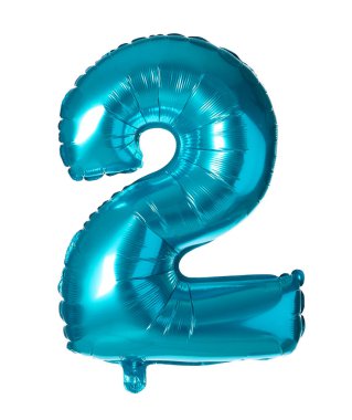 Beyaz arkaplanda mavi iki numaralı balon