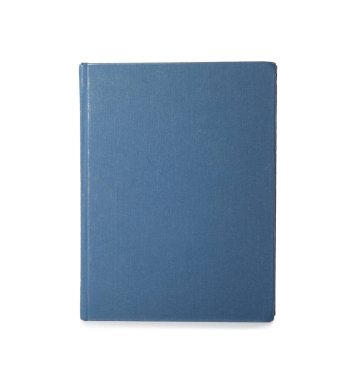 Beyaz arkaplan üzerinde boş mavi kapaklı kitap