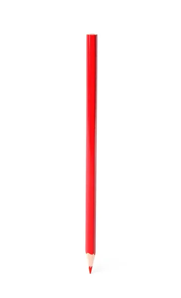 Lápis de madeira vermelho sobre fundo branco. Papelaria escolar — Fotografia de Stock