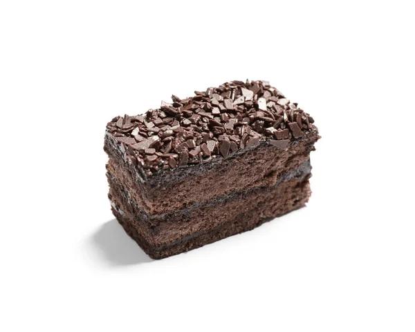 Νόστιμο κέικ φρέσκιας σοκολάτας απομονώνονται σε λευκό — Φωτογραφία Αρχείου