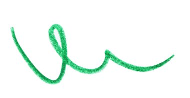 Beyaz arkaplana yeşil el çizilmiş kalem karalaması