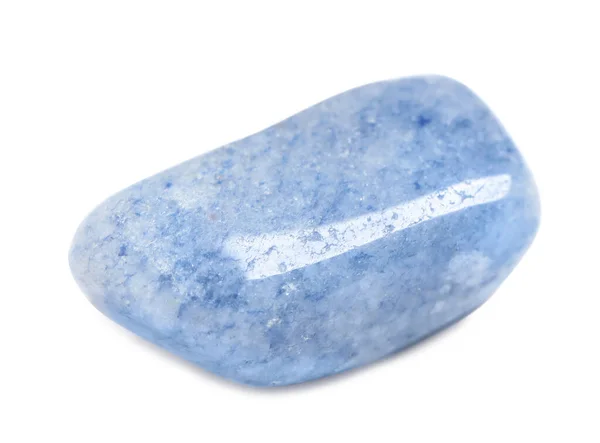 Όμορφη μπλε χαλαζία πολύτιμος λίθος σε λευκό φόντο — Φωτογραφία Αρχείου