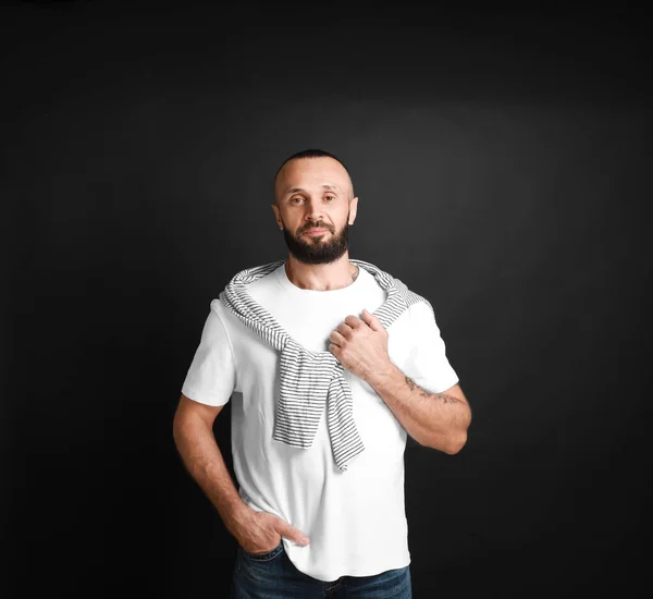 Portrait of handsome man on black background — Stock Photo, Image