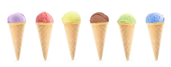 Set of different delicious ice creams on white background — Stock Photo, Image