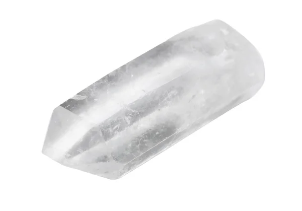 Pedra preciosa de cristal de rocha bonita no fundo branco — Fotografia de Stock