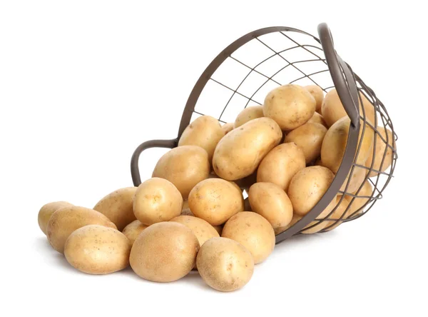 Cartofi organici proaspeți cruzi pe fundal alb — Fotografie, imagine de stoc