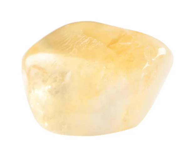 Piękny kamień kwarcowy cytrynowy na białym tle — Zdjęcie stockowe