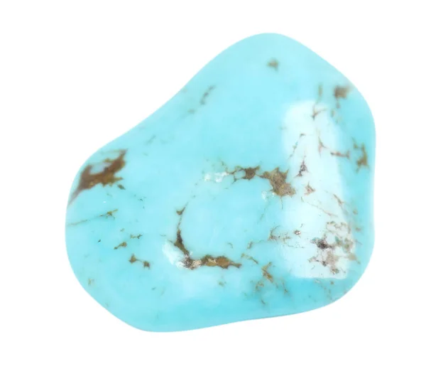 Beyaz arkaplanda güzel bir turkuaz değerli taş — Stok fotoğraf