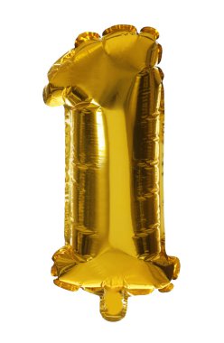 Beyaz zemin üzerinde altın bir numaralı balon