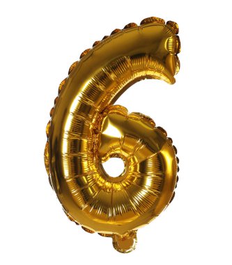 Beyaz arkaplanda 6 numaralı altın balon