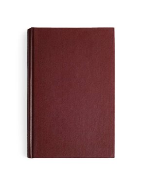 Beyaz arkaplan üzerinde boş kahverengi kapaklı kitap, üst görünüm