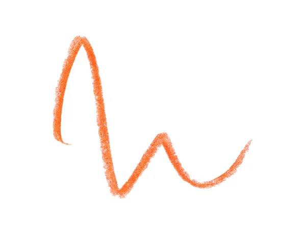 Orange pencil scribble on white background, top view — Stock Photo, Image