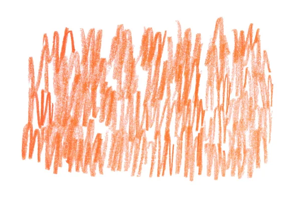 Orange pencil hatching on white background, top view — Stock Photo, Image