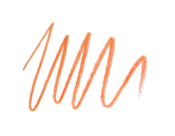 Orange pencil scribble on white background, top view — Stock Photo, Image