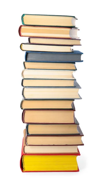 Stack di libri con copertina rigida su sfondo bianco — Foto Stock