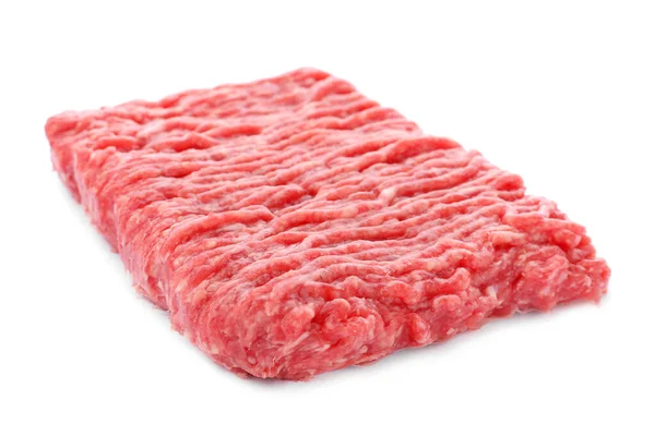 Carne picada crua fresca sobre fundo branco — Fotografia de Stock