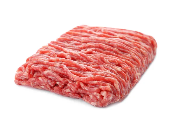 Carne picada crua fresca sobre fundo branco — Fotografia de Stock