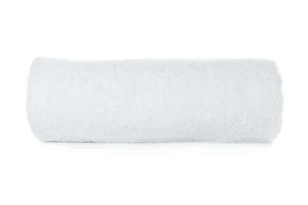 Rolled soft terry towel on white background — Stock Photo, Image