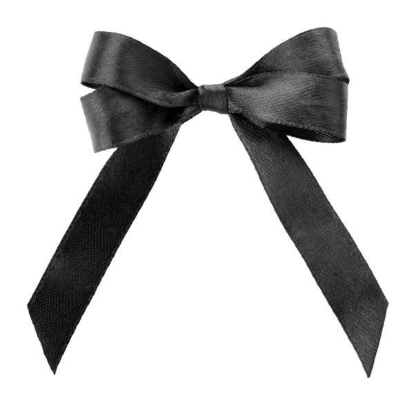 Black ribbon bow on white background, top view. Funeral symbol — Stock Photo, Image