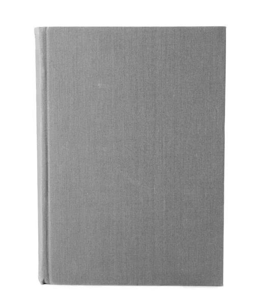 Beyaz arka plan üzerinde boş gri kapaklı kitap — Stok fotoğraf
