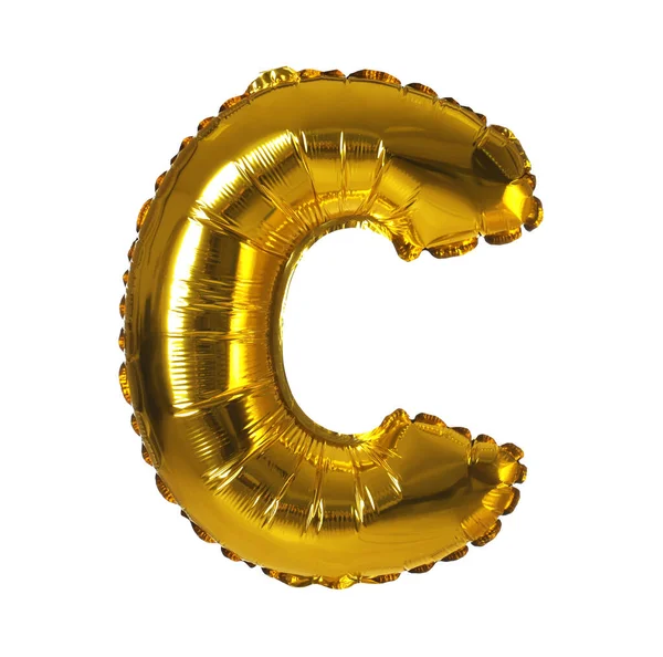 Balão de letra C dourada sobre fundo branco — Fotografia de Stock