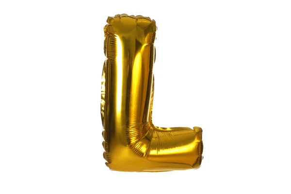Golden letter L balloon on white background — Stock Photo, Image
