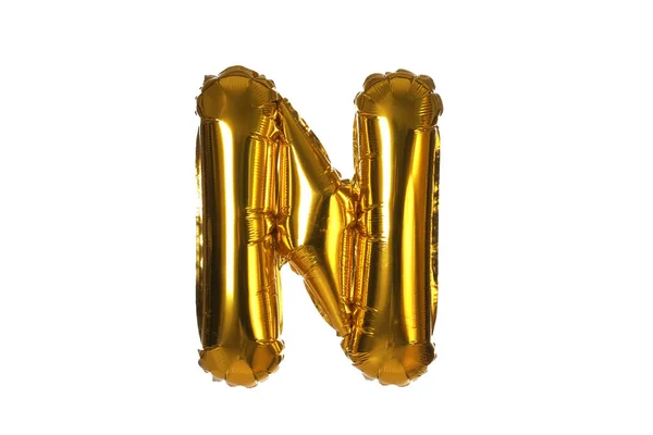 Golden letter N balloon on white background — Stock Photo, Image