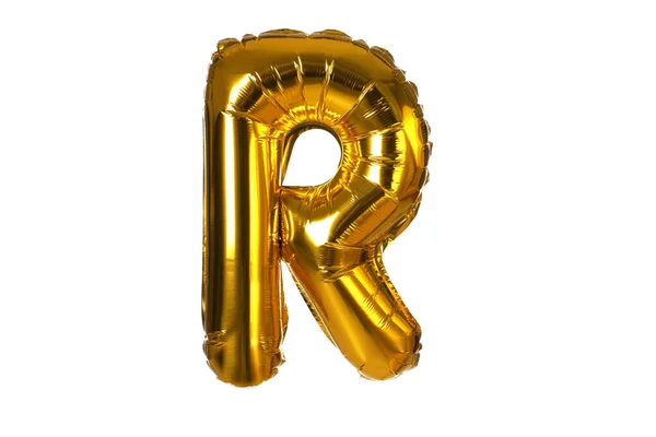 Zlaté písmeno R balón na bílém pozadí — Stock fotografie