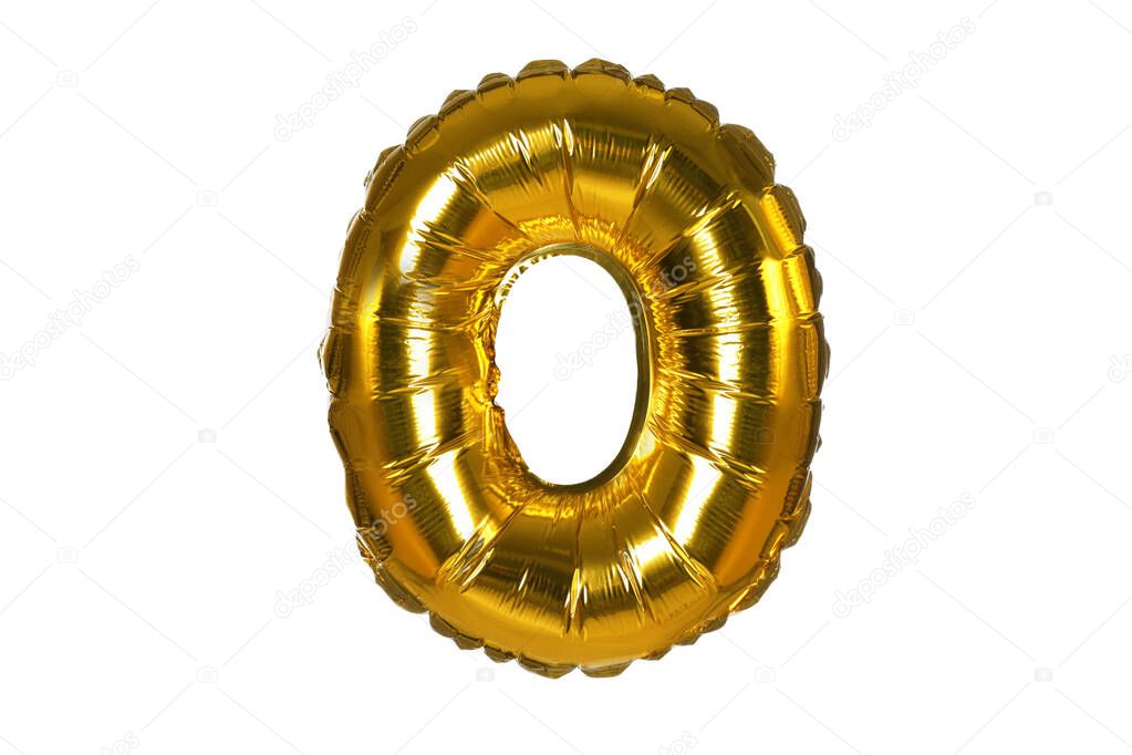 Golden letter Q balloon on white background