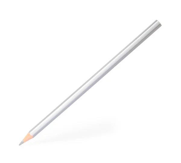 Silver wooden pencil on white background. School stationery — Stock Photo, Image