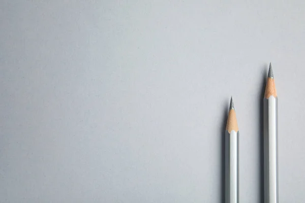 Composição plana com lápis de cor sobre fundo cinza. Espaço para texto — Fotografia de Stock