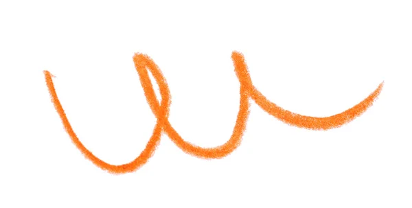 Oranje potlood krabbel op witte achtergrond, bovenaanzicht — Stockfoto