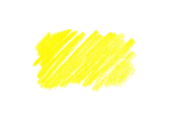 Gelbe Bleistiftschraffierung auf weißem Hintergrund, Draufsicht — Stockfoto