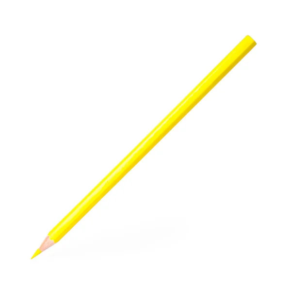 Yellow wooden pencil on white background. School stationery — Stock Photo, Image