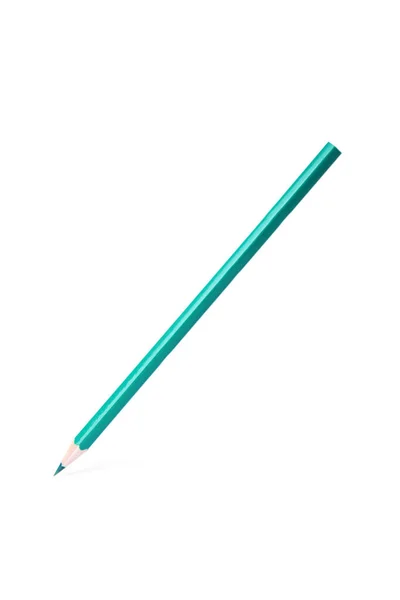 Green wooden pencil on white background. School stationery — Stock Photo, Image