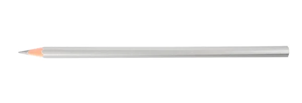 Zilveren houten potlood op witte ondergrond, bovenaanzicht. Schoolbriefpapier — Stockfoto