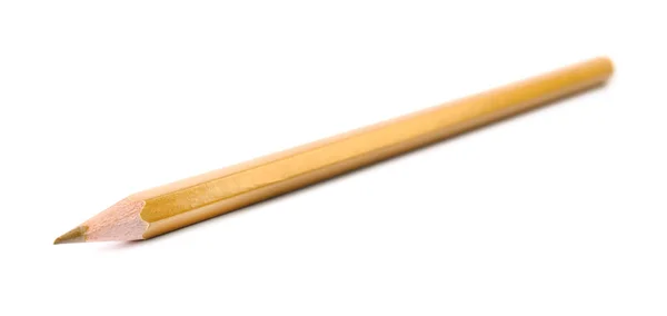 Lápiz dorado de madera sobre fondo blanco. Papelería escolar —  Fotos de Stock