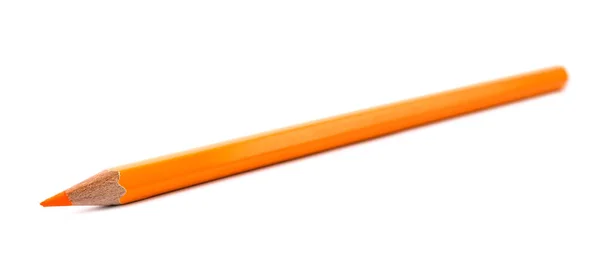 Lápis de madeira laranja sobre fundo branco. Papelaria escolar — Fotografia de Stock