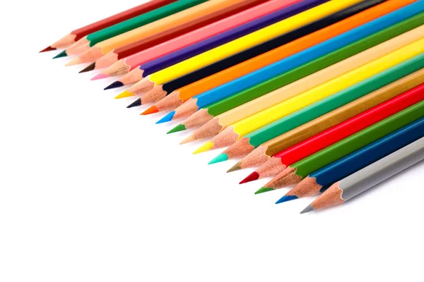 Different color pencils on white background. School stationery — Stock Photo, Image