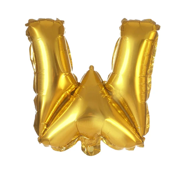 Golden letter W balloon on white background — Stock Photo, Image