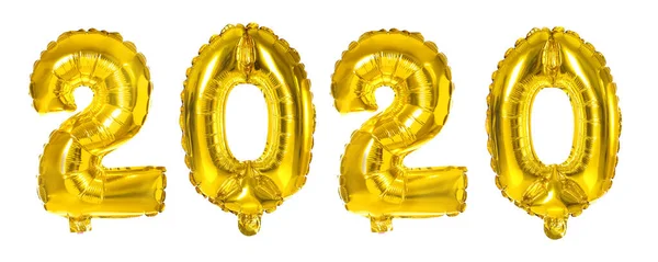 Balões de folha dourada 2020 sobre fundo branco — Fotografia de Stock