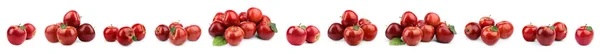 Σετ φρέσκων ώριμων κόκκινων μήλων σε λευκό φόντο — Φωτογραφία Αρχείου