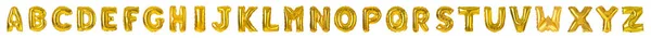 Zestaw złotych balonów foliowych w kształcie liter na białym tle — Zdjęcie stockowe