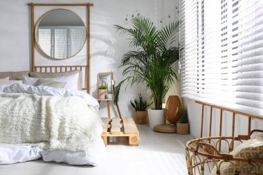 Konforlu yataklı şık modern oda iç