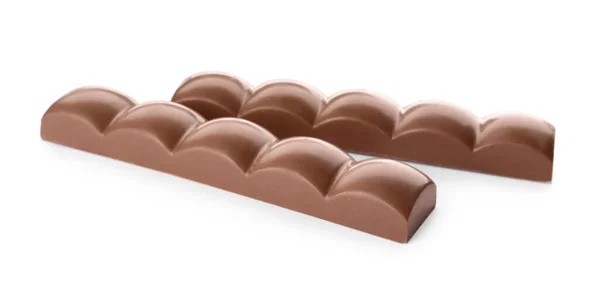 Mini Barras Chocolate Leite Isoladas Branco — Fotografia de Stock