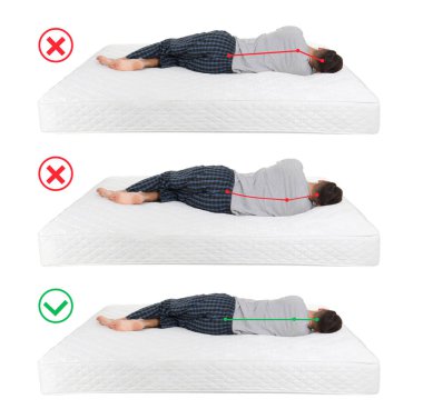Yanlış ve doğru bir uyku pozisyonu. Sağ yatağı seç 