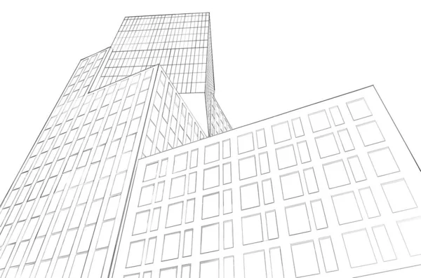 Illustrazione Edificio Moderno Sfondo Bianco Architettura Urbana — Foto Stock