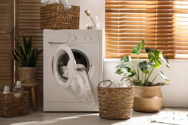 Stylish Room Interior Washing Machine Design Idea — Stock Photo, Image